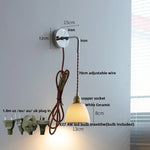Ash Wood LED Wall Light with Pull Chain Switch, Japanese Style Bedside Lamp