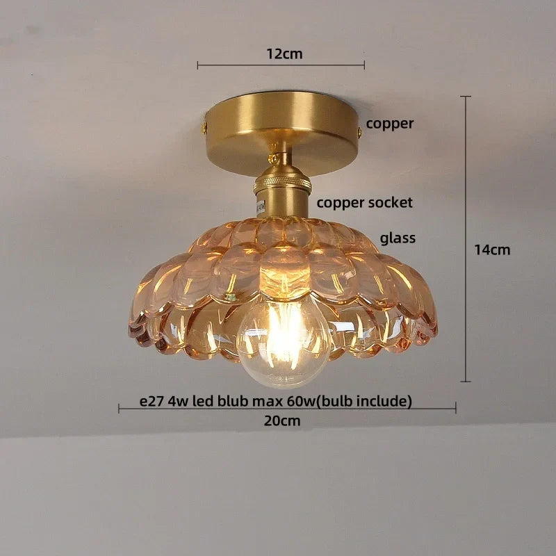 Wood LED Ceiling Light Milk Yellow Resin Plafond Lamp Modern Nordic Decor
