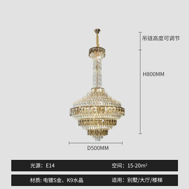 Crystal Chandelier for High-End Designer Duplex Living Room