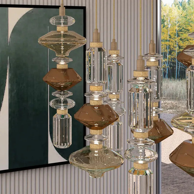Ballet Pendant Lamp Clear Amber Glass Shade Restaurant Bedroom Lighting