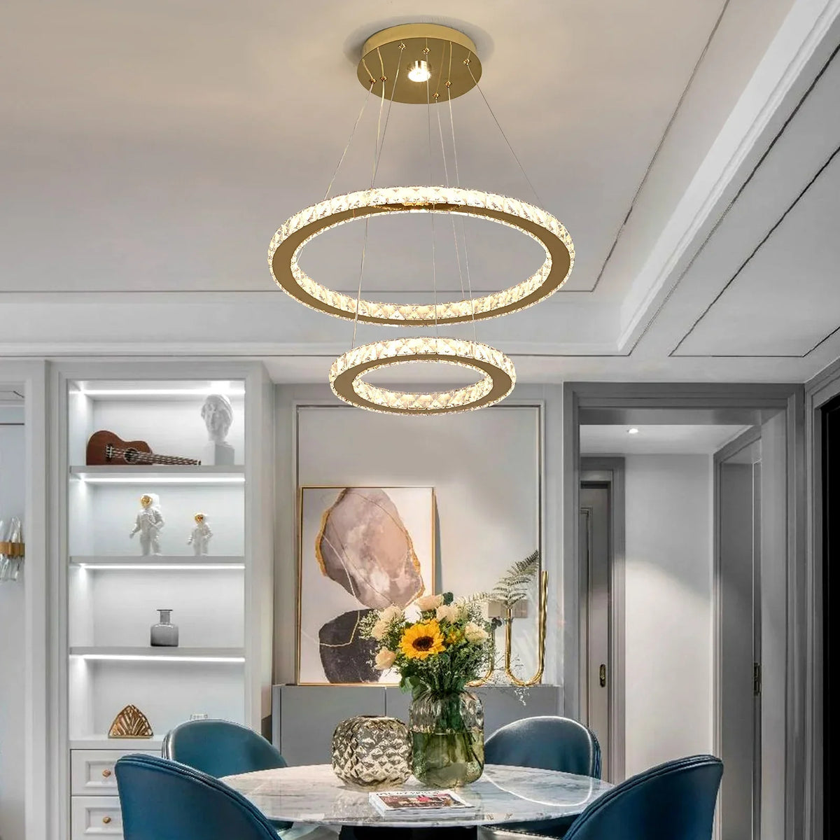 Crystal Pendant LED Chandelier for Modern Living Room Kitchen Decor