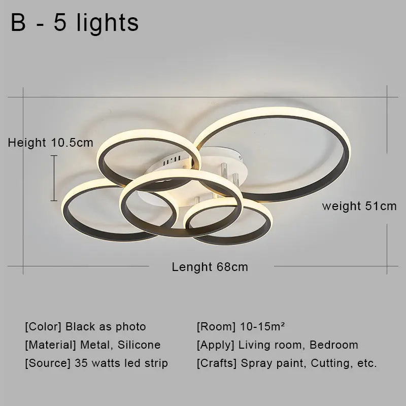 LED Ceiling Chandelier Remote Control Living Room Bedroom Kitchen Lamp White