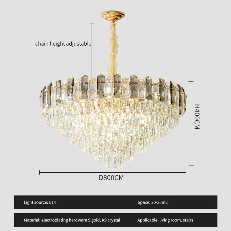 Luxury Crystal Chandelier for Living Room, Bedroom, and Restaurant
