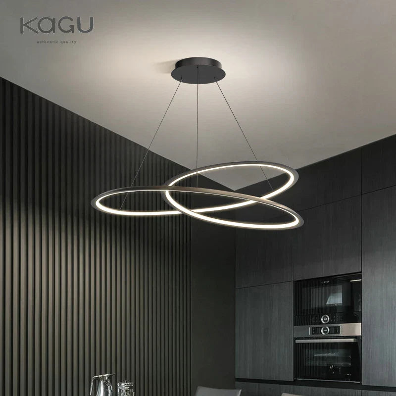 Circular Black/White Chandelier for Living, Dining, and Kitchen Room