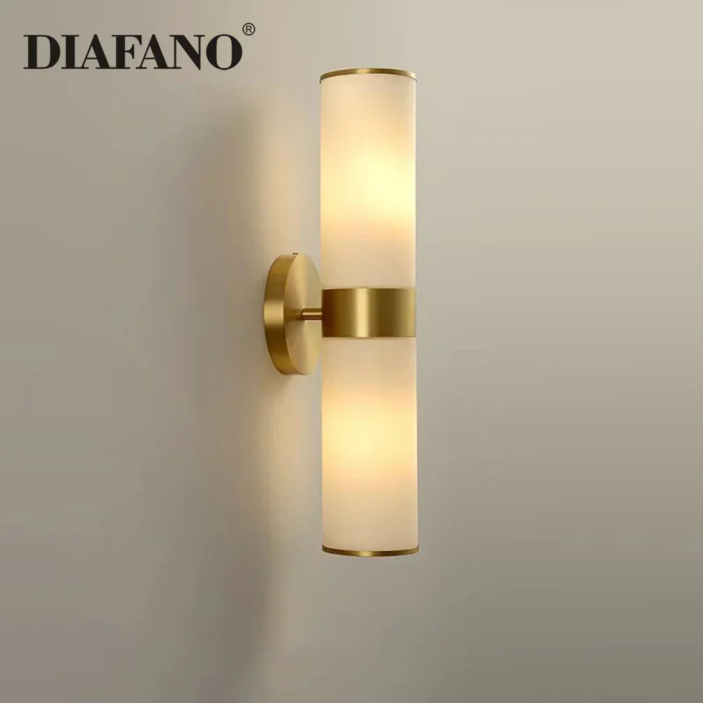 Luxury LED Wall Sconce: Elegant Copper Glass Indoor Light for Home Decor