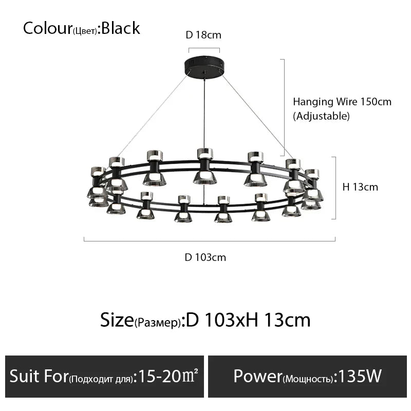 Copper Ring Pendant Lamp for Modern Luxury Living Room, Bedroom, Restaurant, Bar & Home Decor.