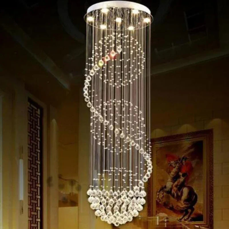 Crystal Spiral Chandelier: Modern LED Indoor Lighting for Luxurious Living Spaces