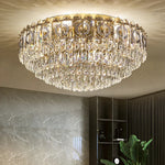 Crystal Ceiling Lamp: Modern Simple Golden Round Light for Living Room, Bedroom, Study