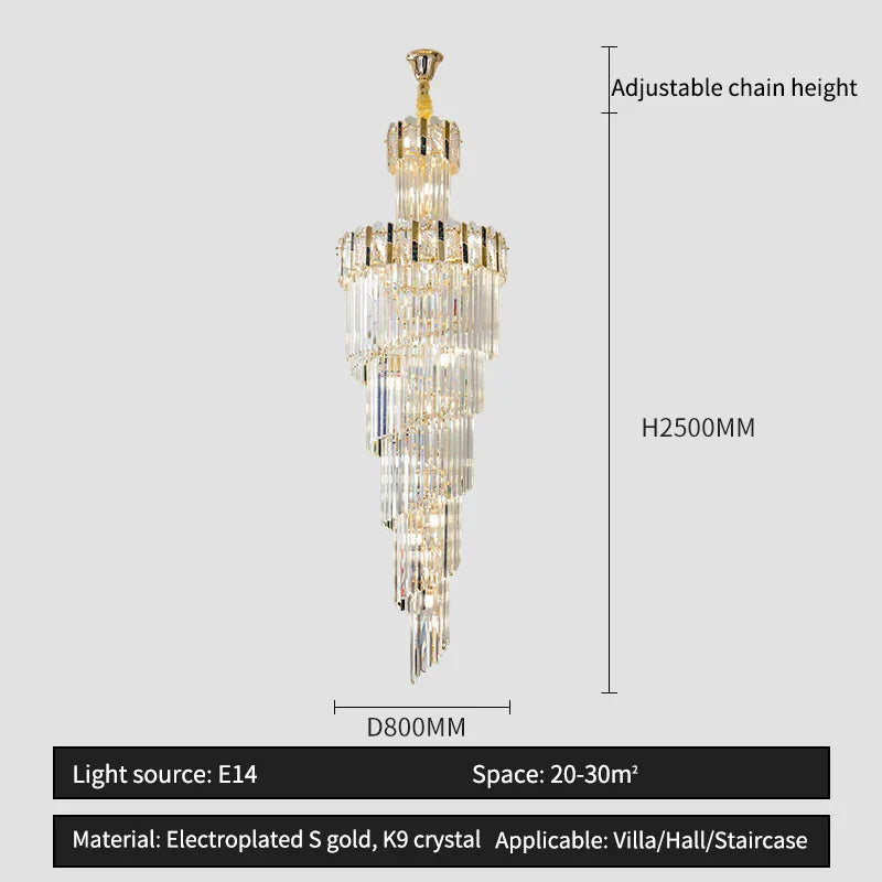 Rotating Crystal Stairwell Chandelier