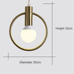 Gold Ring Glass Ball Pendant Light Fixture for Bedroom Living Room.