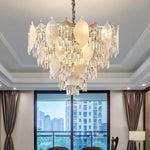 Crystal Leaves Chandelier: Elegant Postmodern Lighting for Living Room, Dining Room, Bedroom
