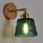 Clear Glass LED Wall Sconce with Pull Chain Switch, Brass E27, Bedroom Reading Light