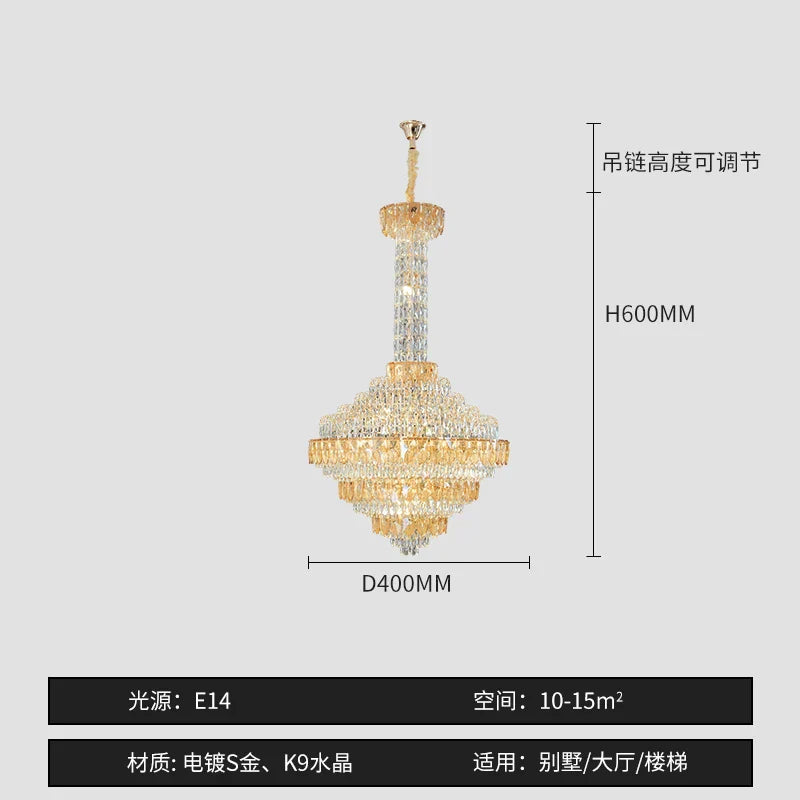 Crystal Chandelier for High-End Designer Duplex Living Room