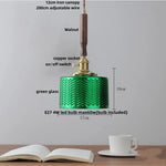 Afralia™ Modern LED Glass Pendant Light Fixture Walnut Wood Hang Lamp