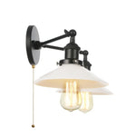 Industrial LED Wall Light Fixture with Pull Chain Switch, 2 Heads Bedside Lamp