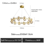Copper Ring Pendant Lamp for Modern Luxury Living Room, Bedroom, Restaurant, Bar & Home Decor.