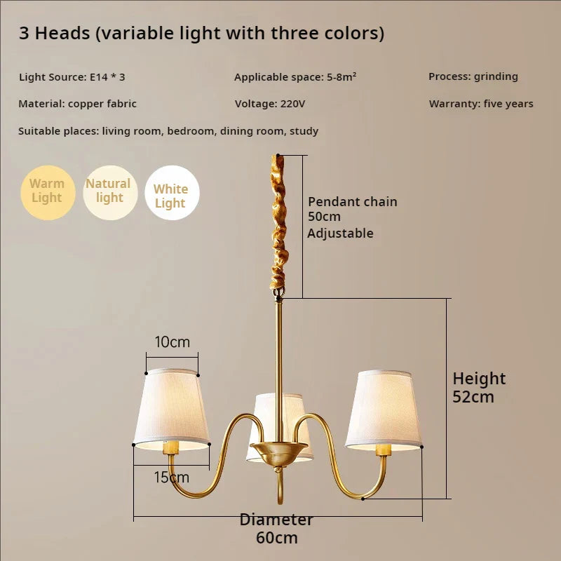 Copper American Chandelier: Modern Luxury for Living Room, Bedroom, and Restaurant