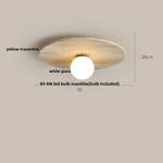 Acrylic LED Ceiling Lamp Yellow Travertine Wood Canopy Wabi Sabi Style