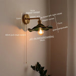 LED Glass Copper Wall Sconce Pull Chain Switch Lamp for Bedroom Living Room