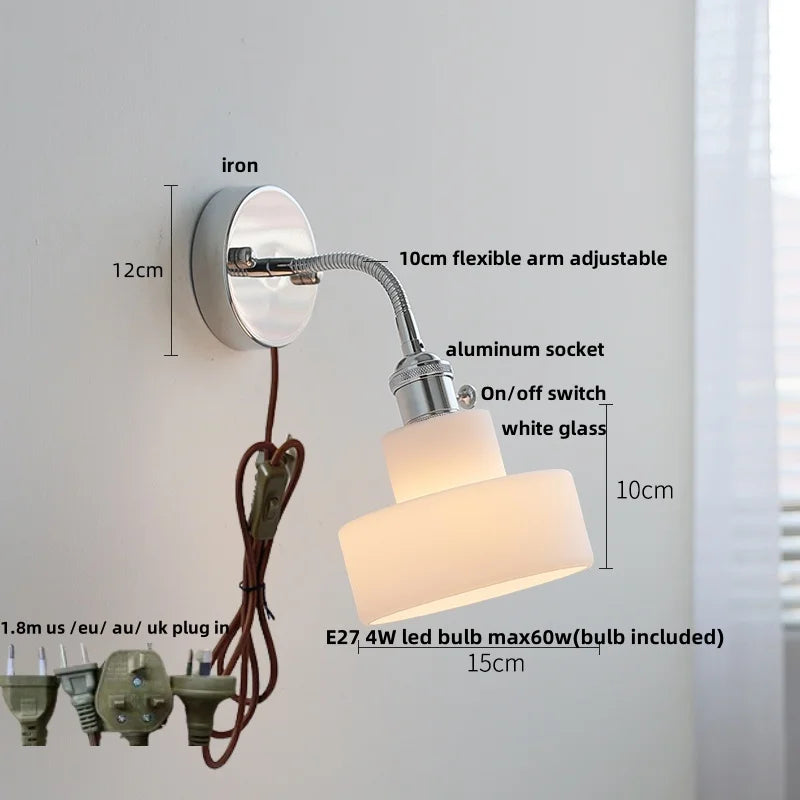 White Ceramic LED Wall Lights Adjustable Modern Bedside Lamp