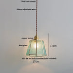 Blue Glass LED Pendant Lights Adjustable Hanging Lamp Luminaire