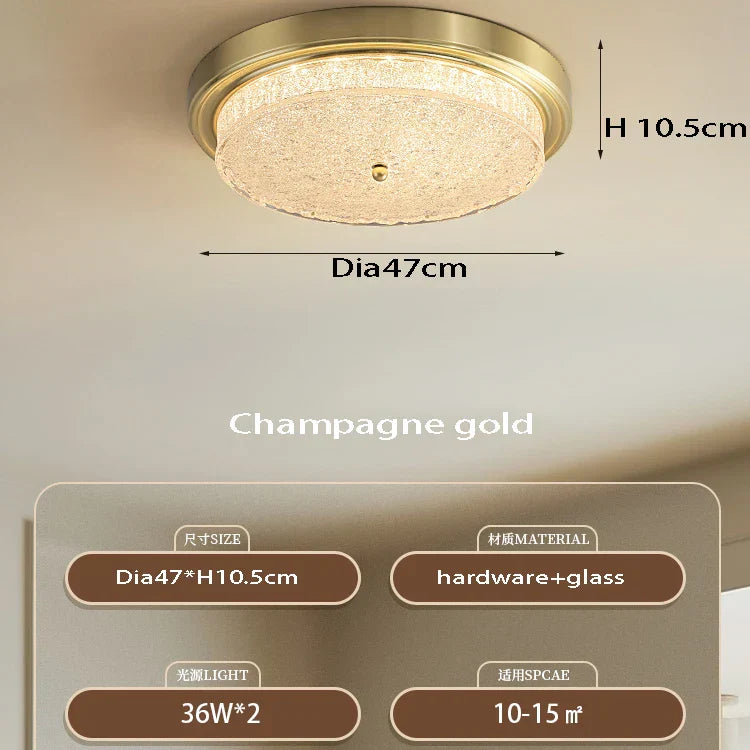 Retro Bronze Glass Ceiling Lamp for Bedroom Living Room Decor