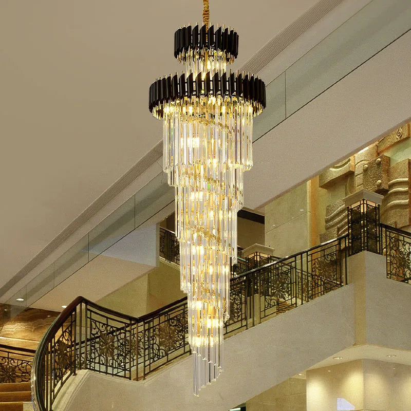 Modern Crystal Chandelier - Loft Black and Gold Villla Living Room Lighting
