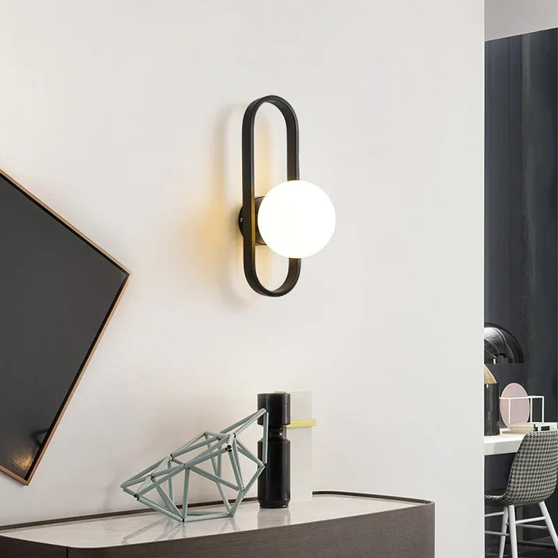 Nordic Glass Wall Light Sconce for Bedroom, Staircase, Living Room - LED E27