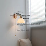 Wood Canopy LED Wall Light Pull Chain Switch Nordic Modern Bedside Sconce