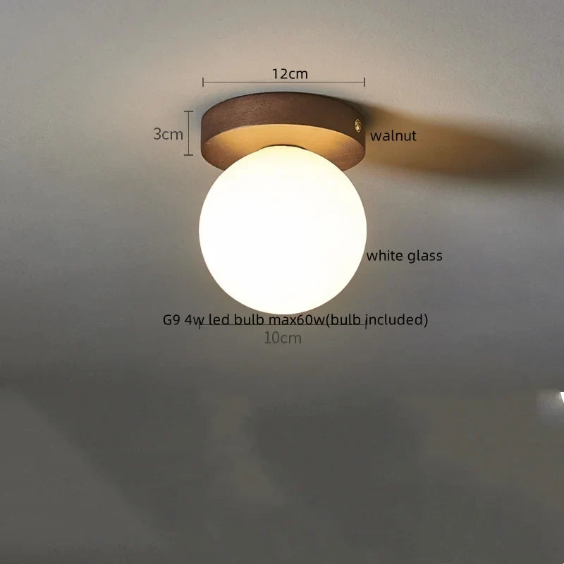 Walnut Glass LED Ceiling Lamp for Modern Living Room Art Decoration