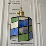LED Glass & Wood Pendant Lamp Vintage Copper Hanging Lights
