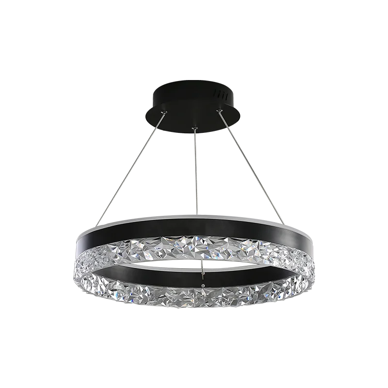 Crystal Rings LED Chandelier Black&White Frame