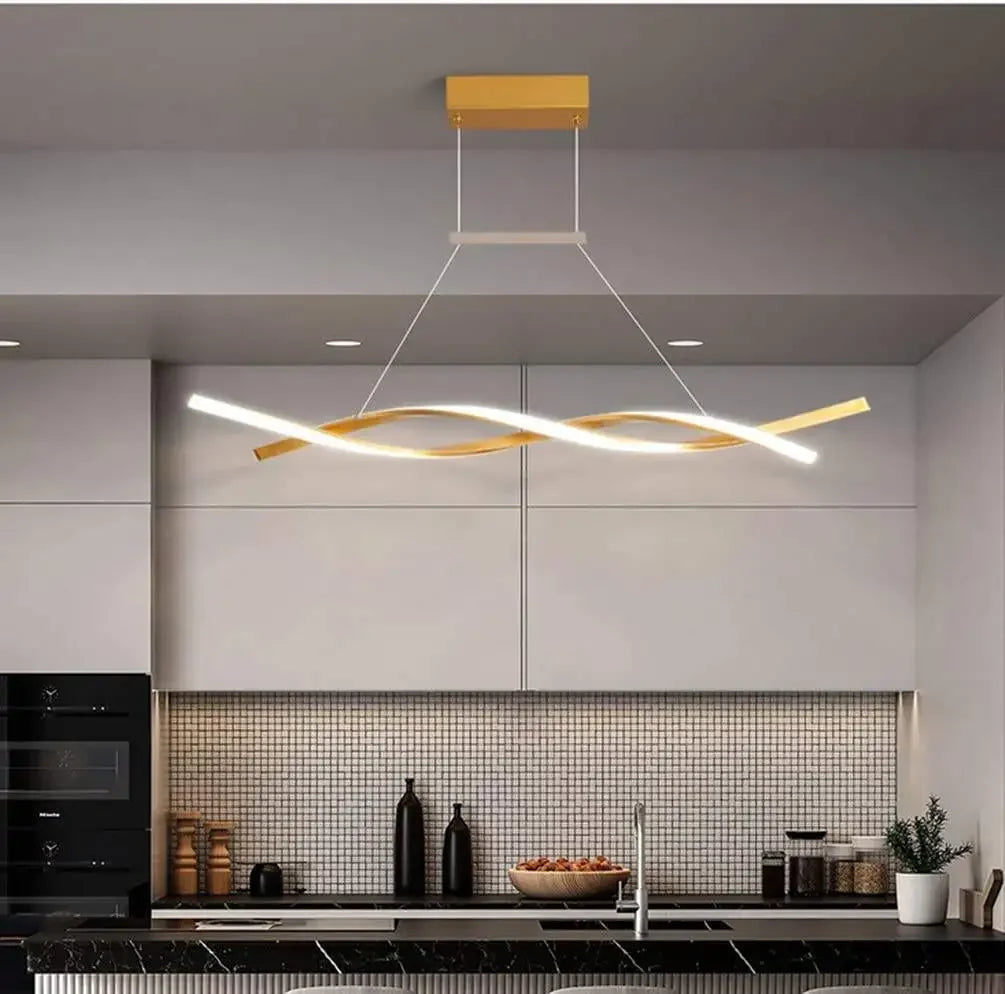 Wave LED Chandelier Iron Art Pendant Light for Living Room