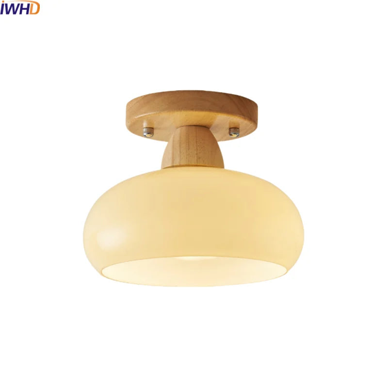 LED Wood Canopy Ceiling Lamp Modern Living Room Light Fixtures