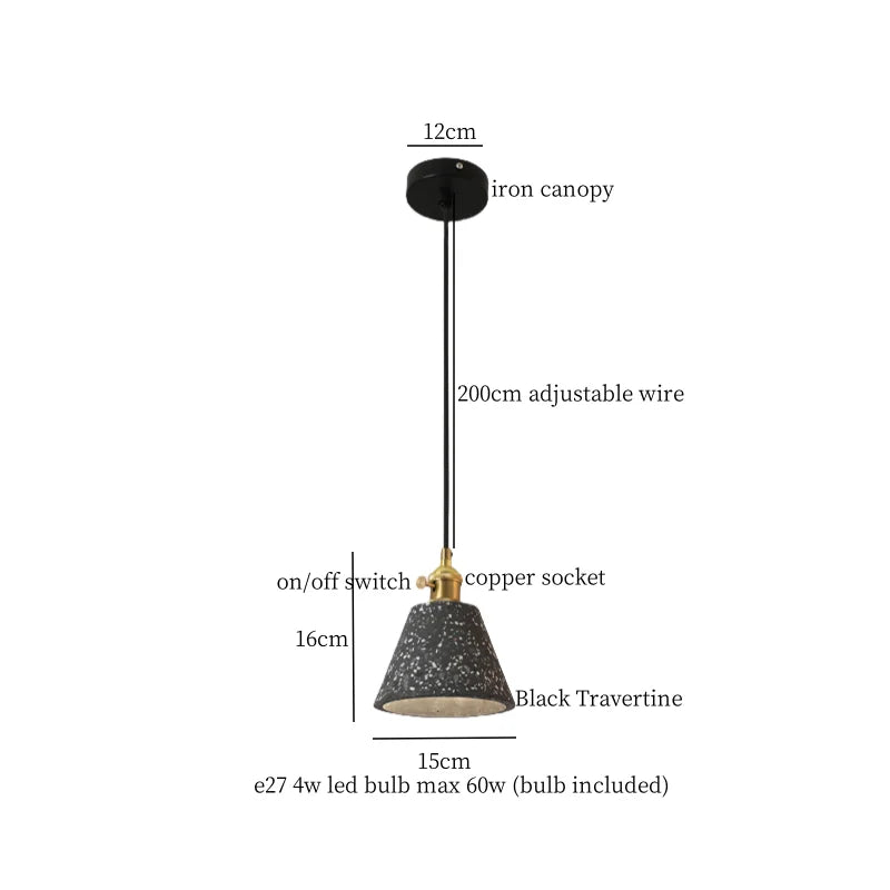 Wabi Sabi LED Pendant Lights Fixture Terrazzo Hanging Lamp Lighting