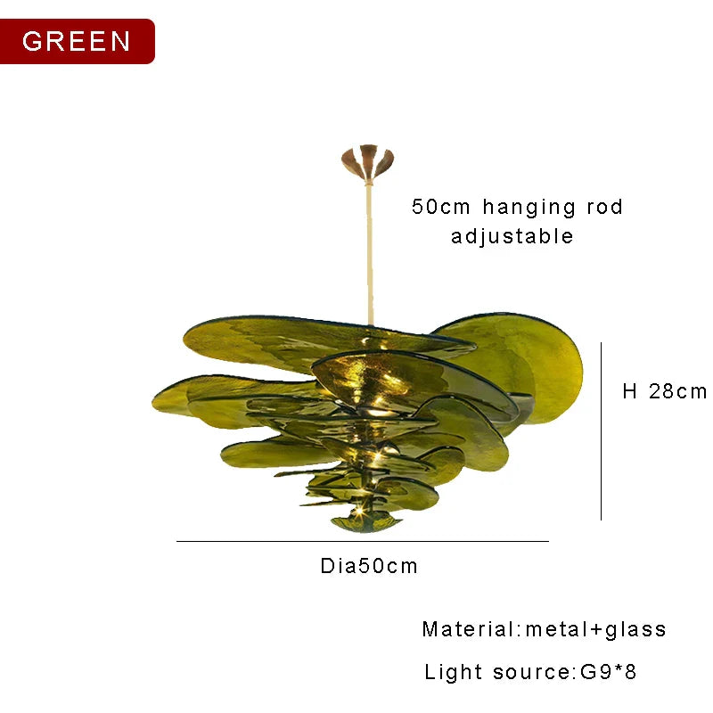 Amber Glass Ceiling Chandelier for Elegant Living Room Decor.