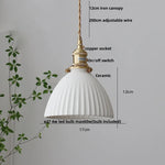 Wire Adjustable LED Pendant Light - Brass Knob Switch E27 Nordic Modern Ceramic Hang Lamp