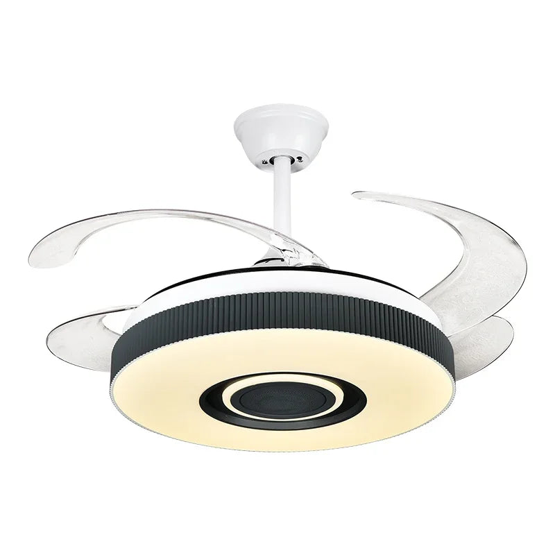 Afralia Retractable Ceiling Fan Chandelier with Remote Control and Invisible LED Lights