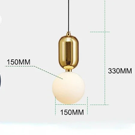 Gold Ring Glass Ball Pendant Light Fixture for Bedroom Living Room.