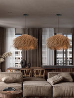 Rattan Pendant Lamp Chandelier for Restaurant Bar Home Decor, E27 Bulb