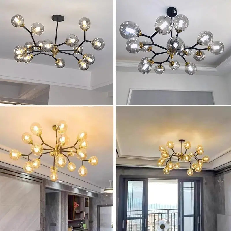 Nordic Glass Ball LED Chandelier Modern Ceiling Lamp Home Decor Fixture