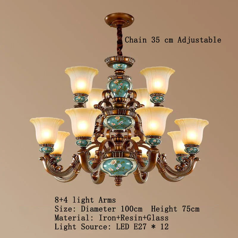 Classical Resin Chandelier for Luxurious Living Room, Dining Room, and Bedroom Lighting