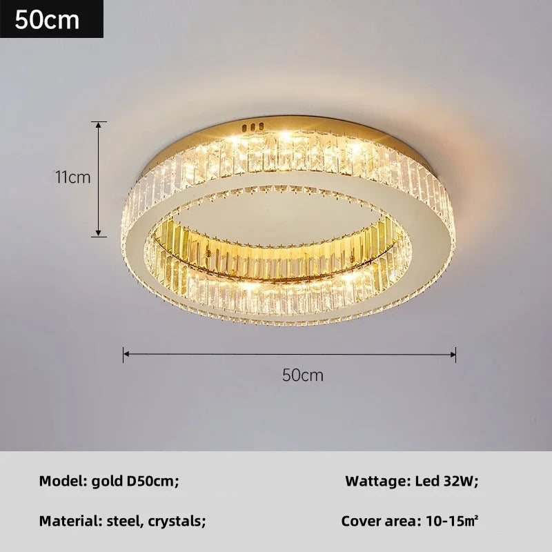 Modern K9 Crystals Dimmable LED Ceiling Light - Art Decor Luminarias