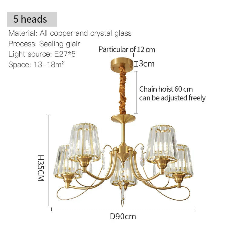 Bronze Villa All Copper Chandelier - Modern Light Luxury for Living Room
