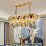 Crystal Chandelier: Modern Elegance for Living Room, Dining Room, Bedroom - Gold Finish
