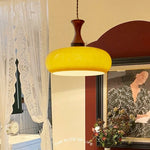 Vintage Amber LED Pendant Light Fixture Wood Glass Loft Adjustable Hang Lamp