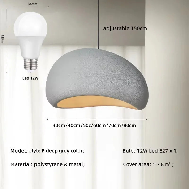 Wabi Sabi E27 LED Pendant Light - Nordic Minimalism Loft Hang Lamp