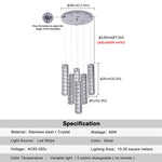 Modern K9 Crystal Chandelier Pendant Light for Living Dining Room Home Decor