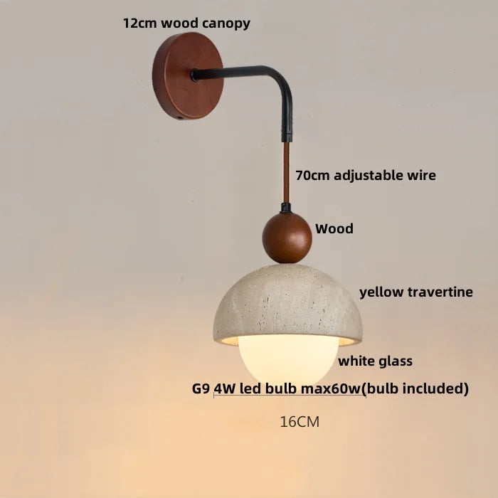 White Glass LED Wall Lights Wood Nordic Modern Bedside Lamp Sconce