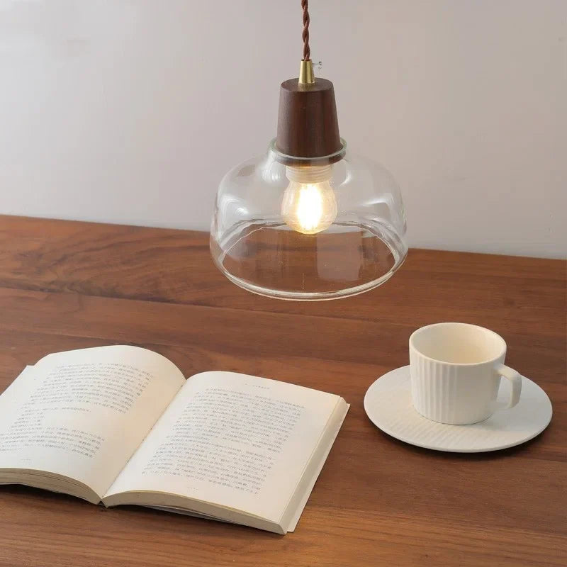 LED Pendant Lamps for Modern Home Decor - Walnut Glass Hanging Light Fixtures